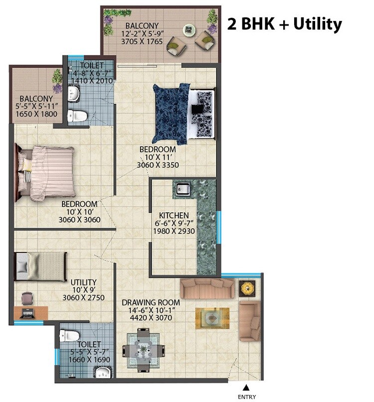  2 BHK Apartment at Conscient Habitat Residences, Sector 78 – for Rent