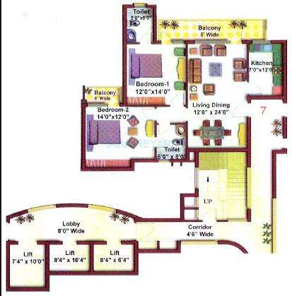 2 BHK 1283 Sq. Ft. Apartment in Eros Charmwood Village