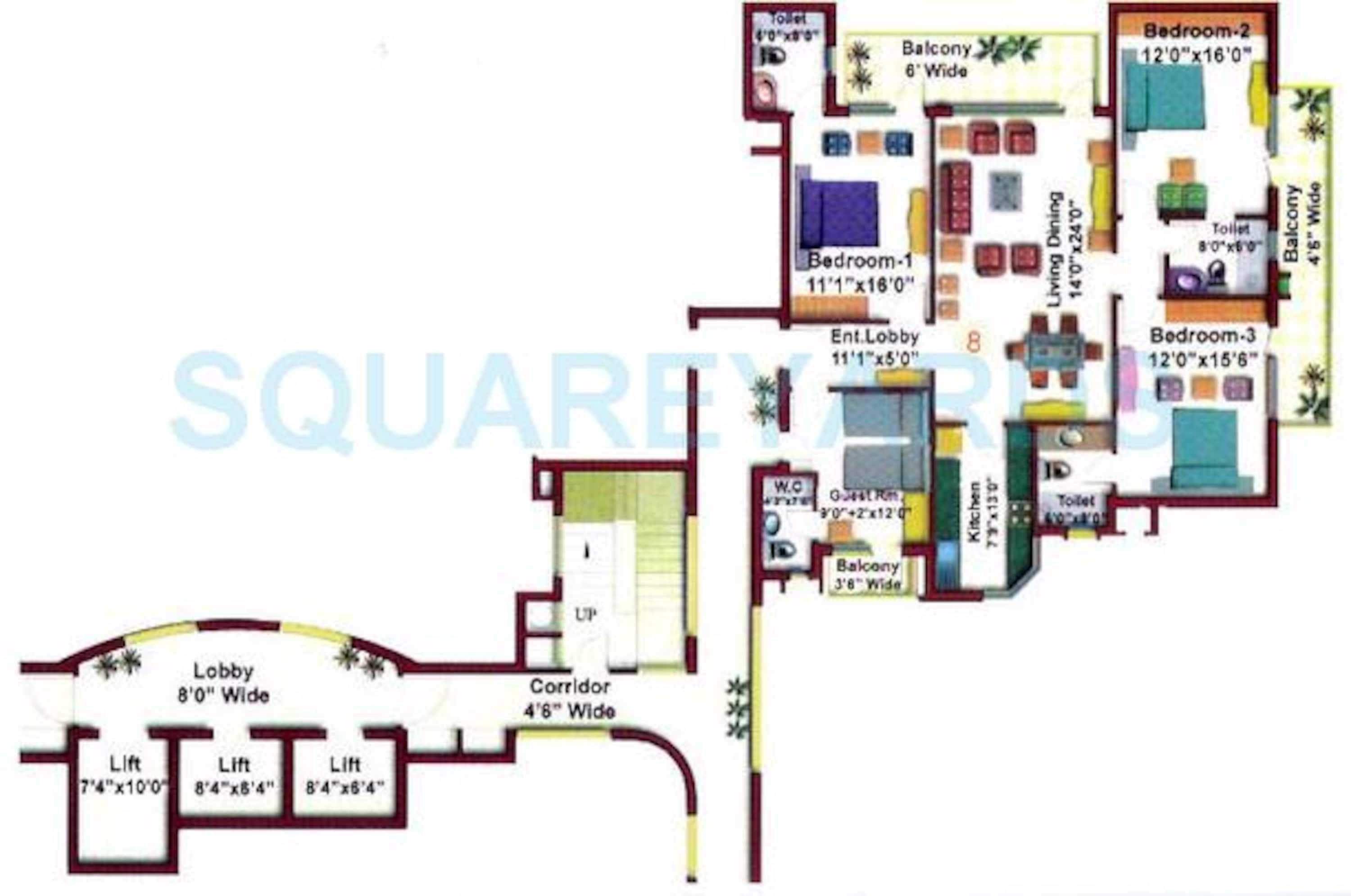 eros charmwood village apartment 4bhk 2100sqft 1
