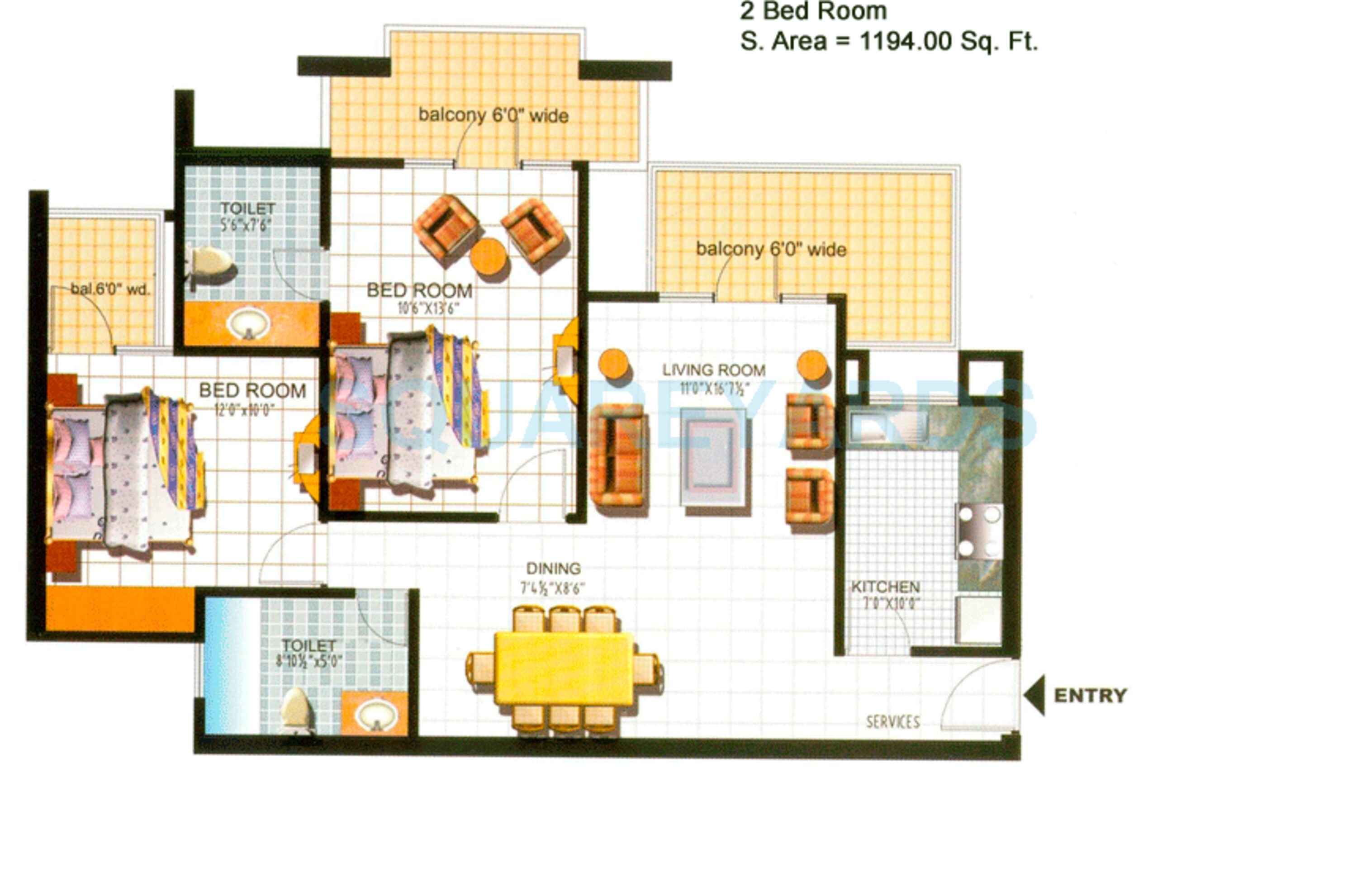 ferrous city phase i apartment 2bhk 1194sqft 1