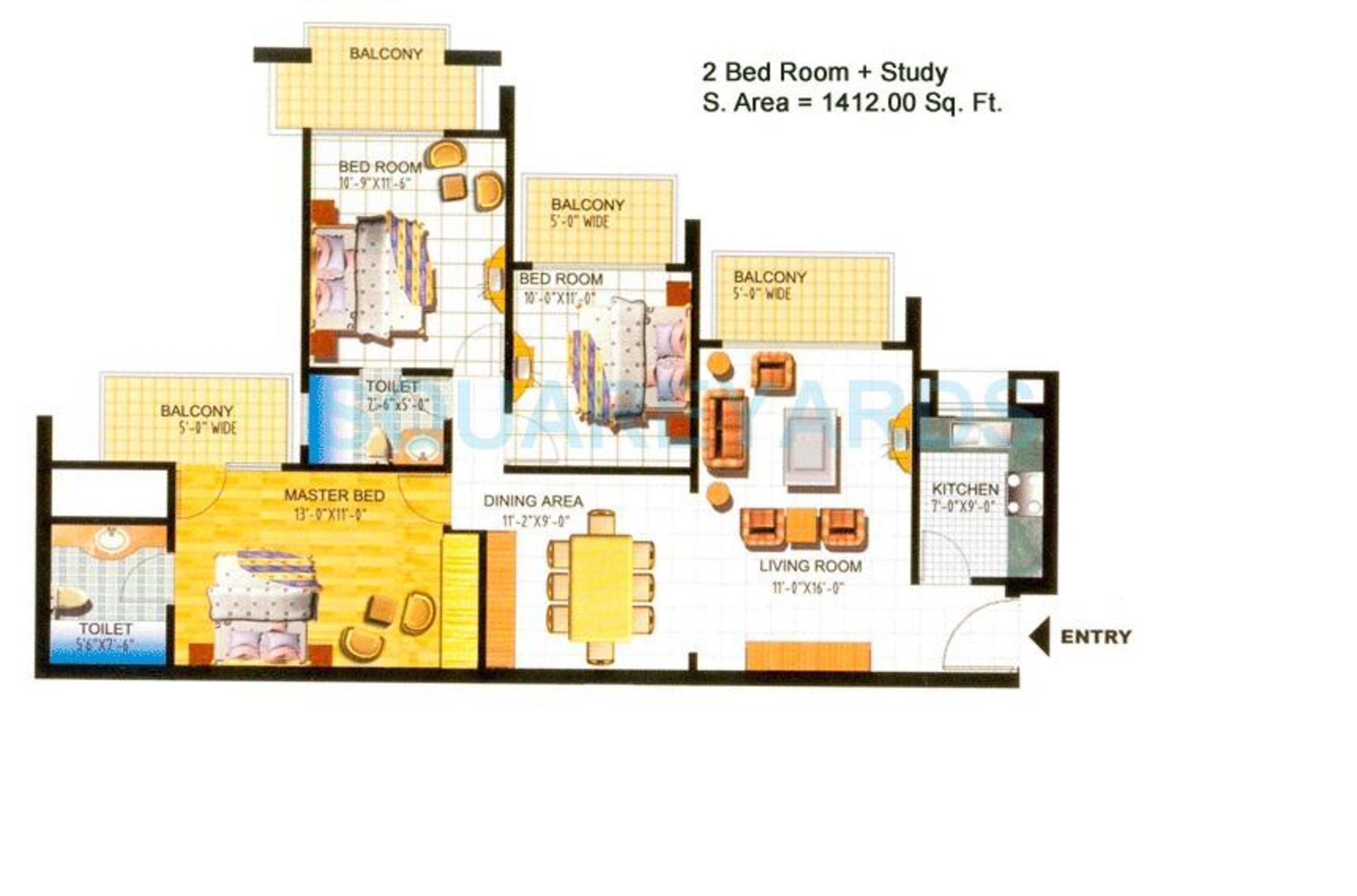 ferrous city phase i apartment 2bhk 1412sqft 1