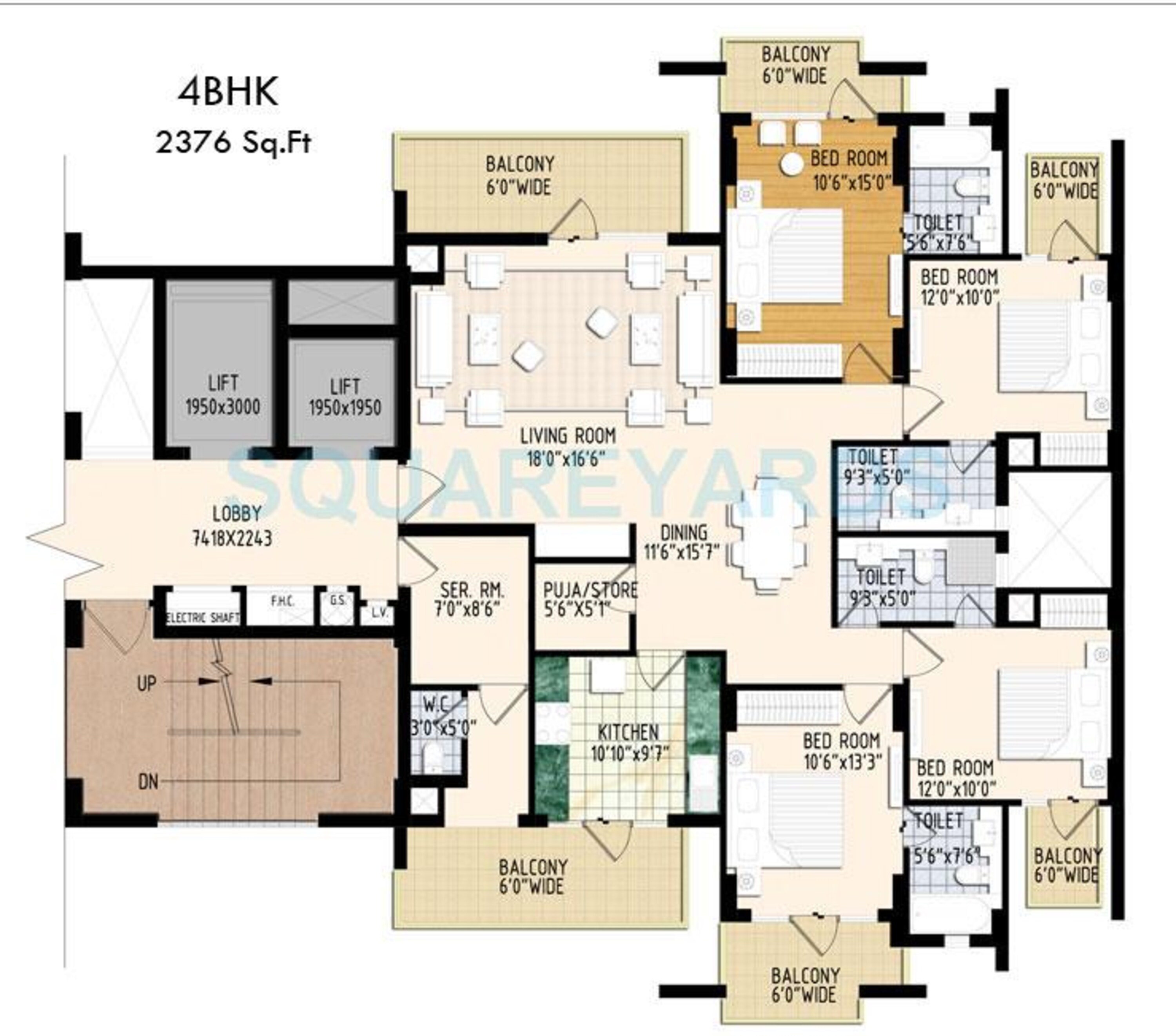ferrous city phase i apartment 4bhk sq 2376sqft 1
