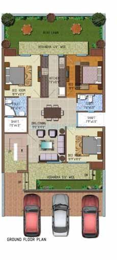 Floor plan of 3 BHK 1492 Sq. Ft. Ind Floor in Ferrous Florence Homes, Faridabad