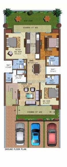 Floor plan of 3 BHK 1852 Sq. Ft. Ind Floor in Ferrous Florence Homes, Faridabad