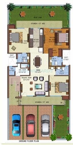 Floor plan of 3 BHK 2347 Sq. Ft. Ind Floor in Ferrous Florence Homes, Faridabad