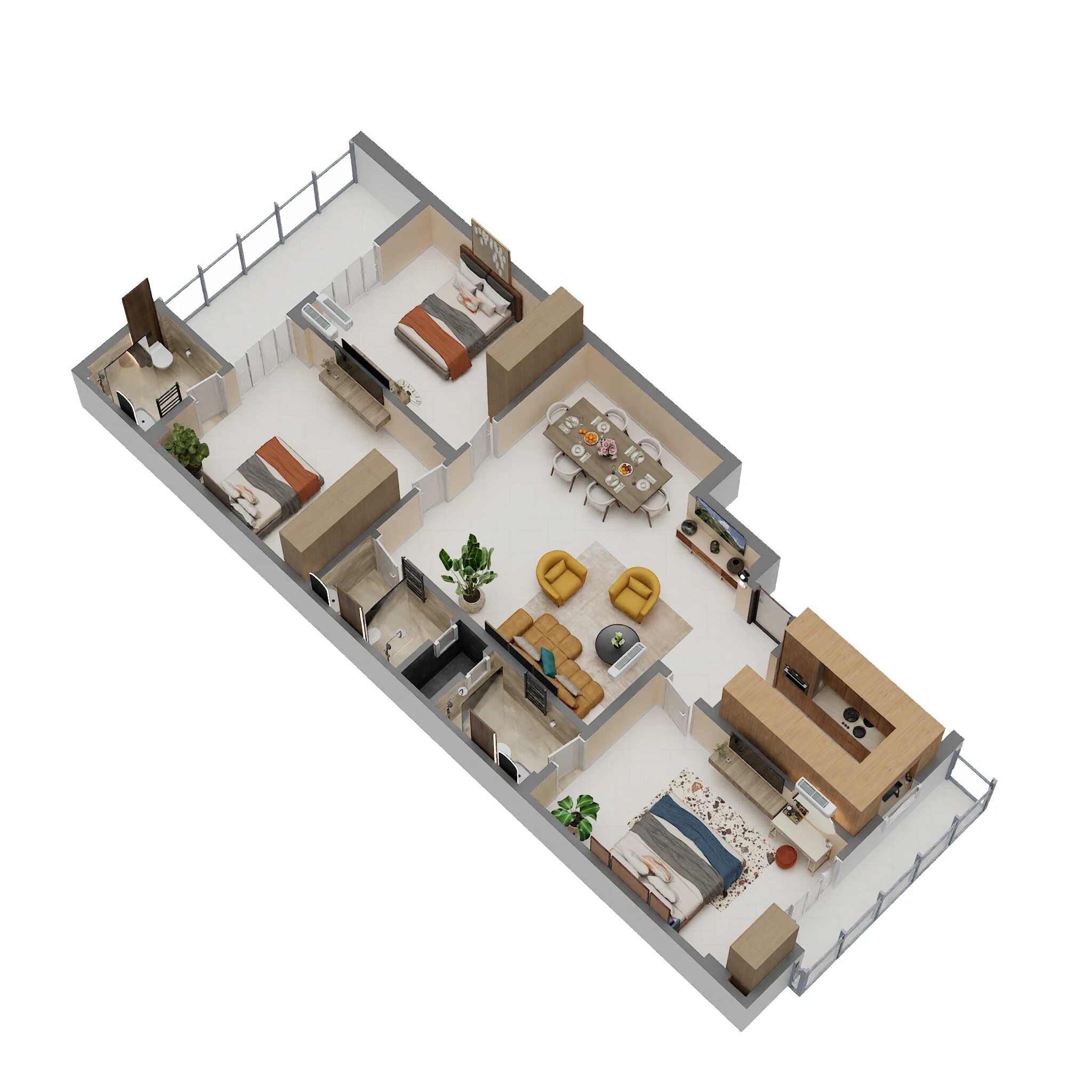 Floor plan of 3 BHK 1305 Sq. Ft. Ind Floor in Garg Homes Floors, Faridabad