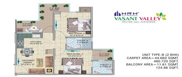  2 BHK Apartment at HRH City Vasant Valley, Sector 56a – for Rent