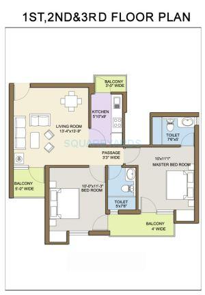 2 BHK 829 Sq. Ft. Ind Floor