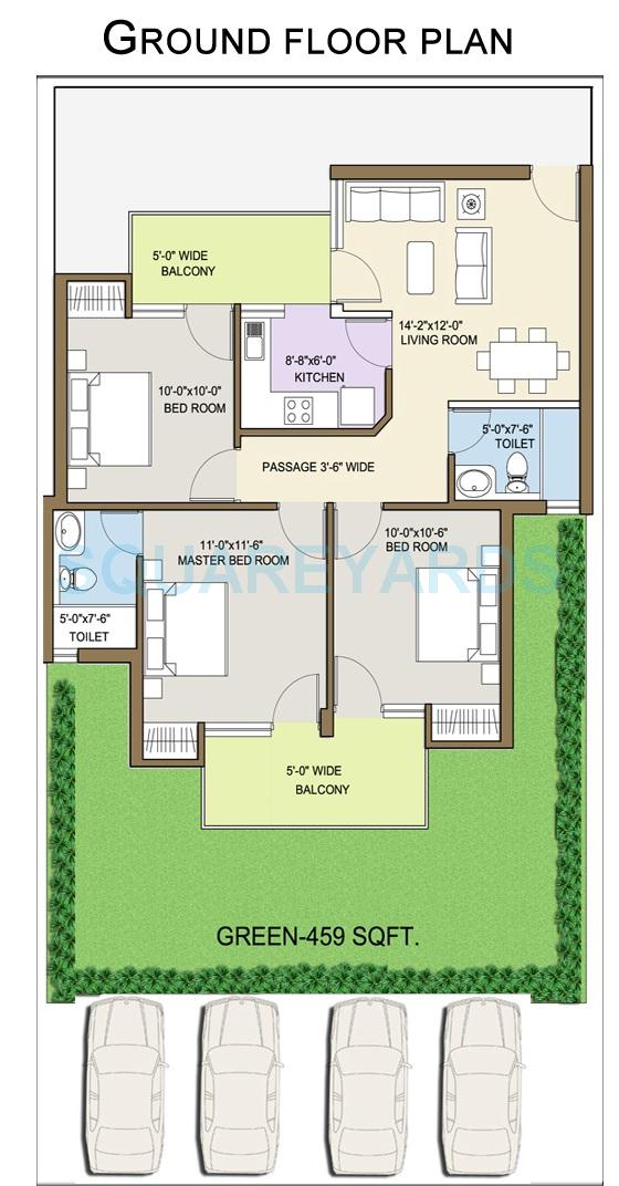3 BHK 1459 Sq. Ft. Ind Floor