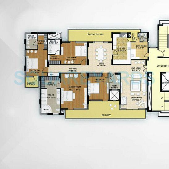 Floor plan of 4 BHK 4000 Sq. Ft. Apartment in Krrish Shalimar Ibiza Town, Faridabad