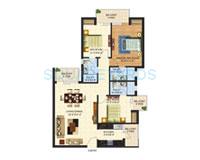 Floor plan of 3 BHK 1375 Sq. Ft. Apartment in MGH Mulberry County, Faridabad