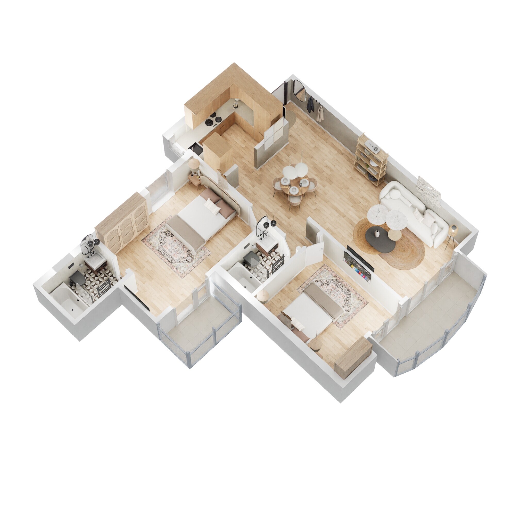Floor plan of 2 BHK 1150 Sq. Ft. Apartment in Omaxe Green Valley, Faridabad