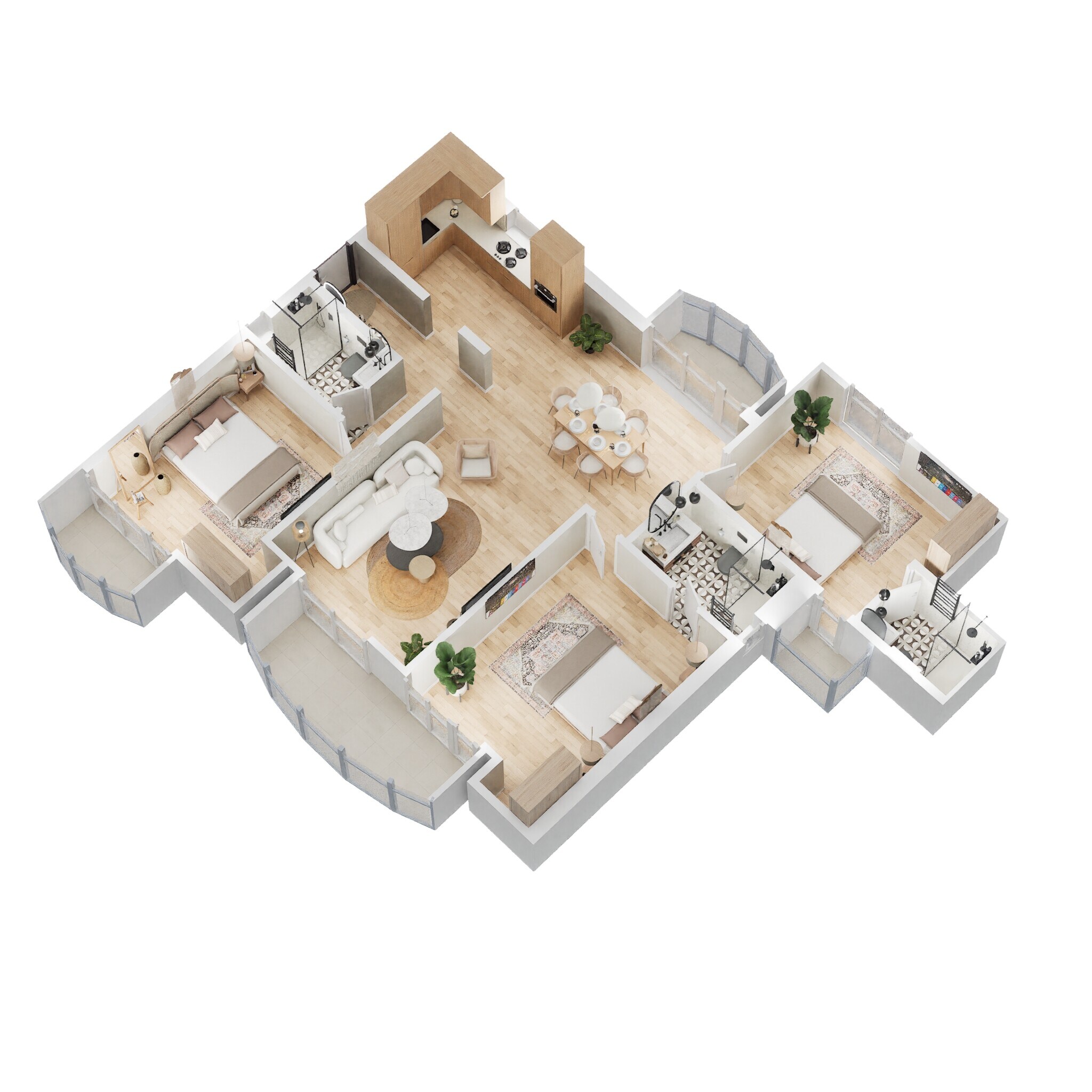 Floor plan of 3 BHK 1520 Sq. Ft. Apartment in Omaxe Green Valley, Faridabad