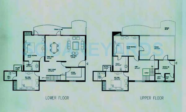 Floor plan of 4 BHK 2690 Sq. Ft. Villa in Omaxe Green Valley, Faridabad