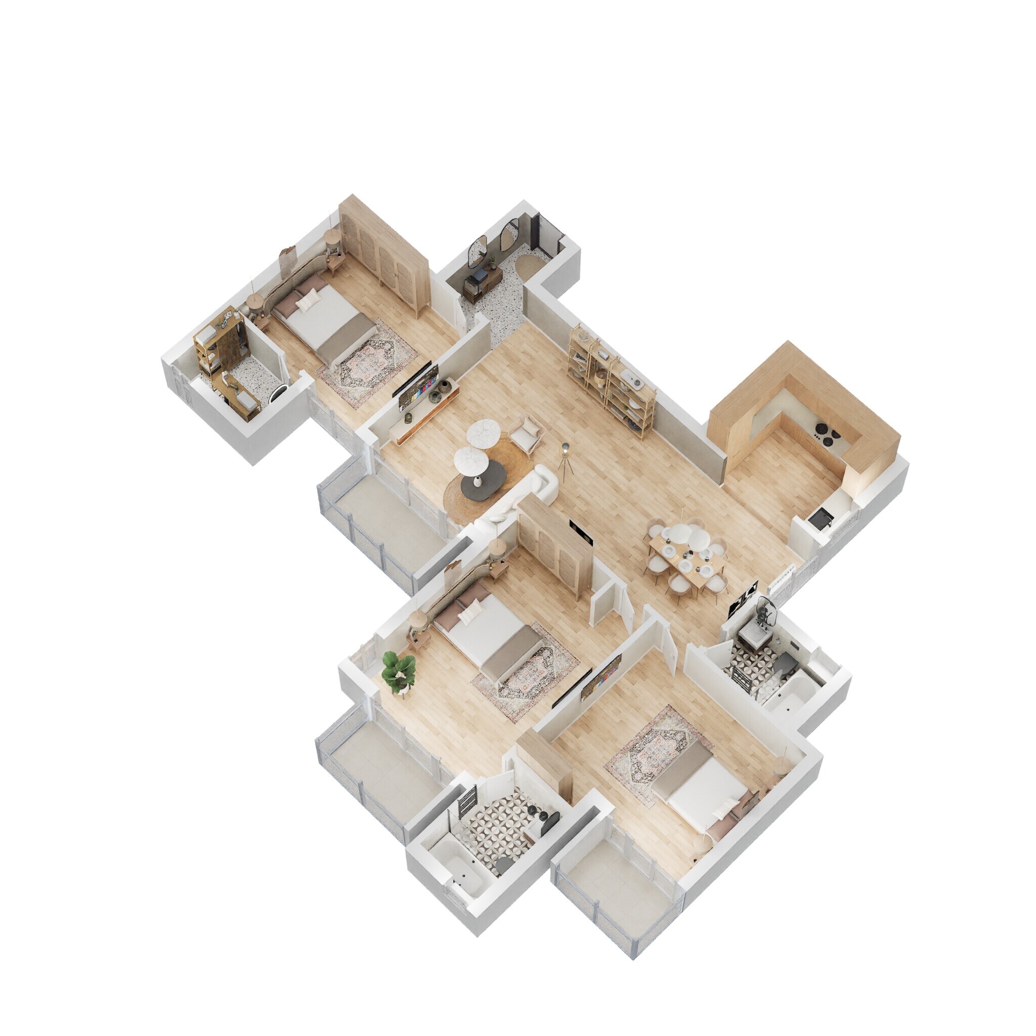 Floor plan of 3 BHK 1475 Sq. Ft. Apartment in Omaxe Heights, Faridabad