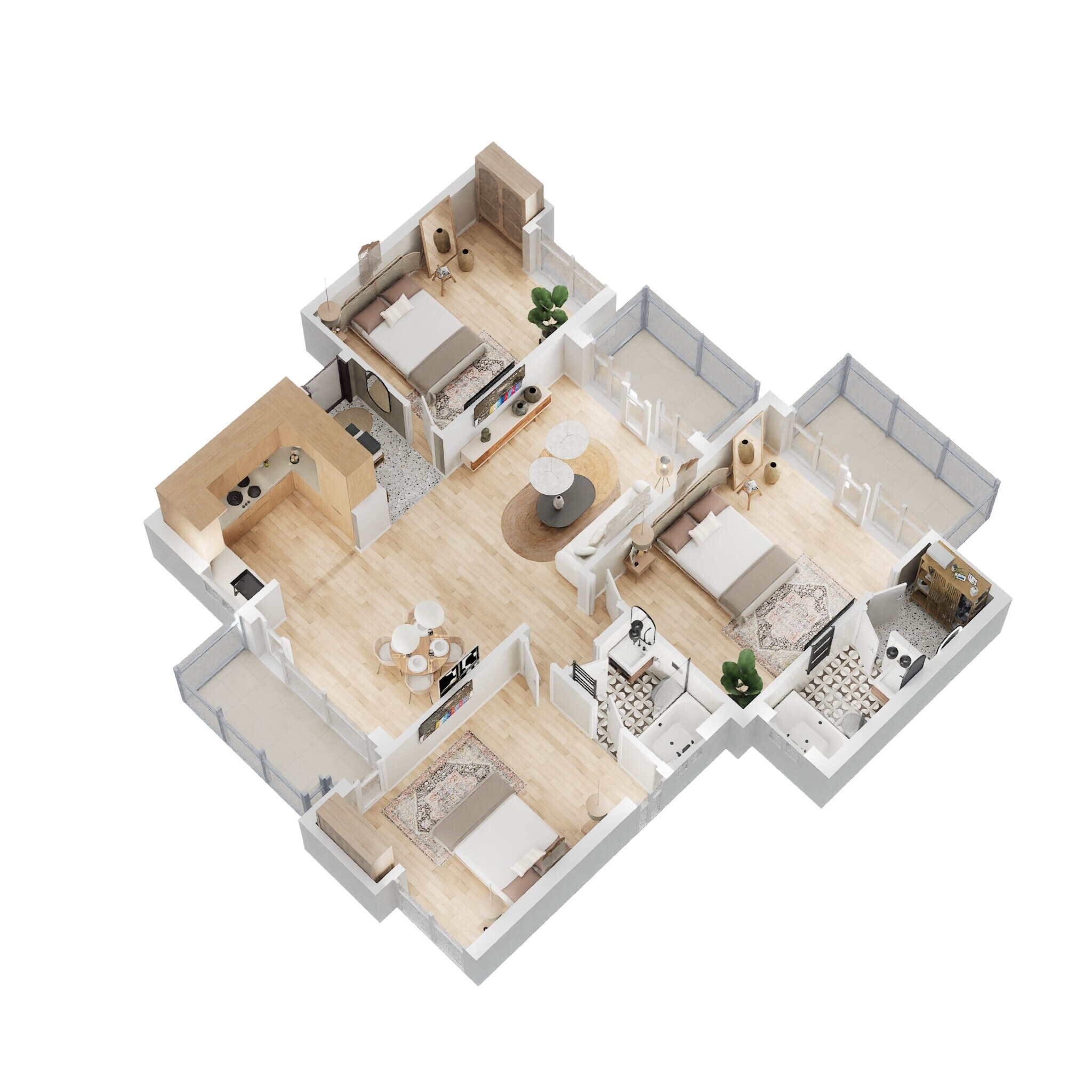 Floor plan of 3 BHK 1637 Sq. Ft. Apartment in Omaxe Hills, Faridabad