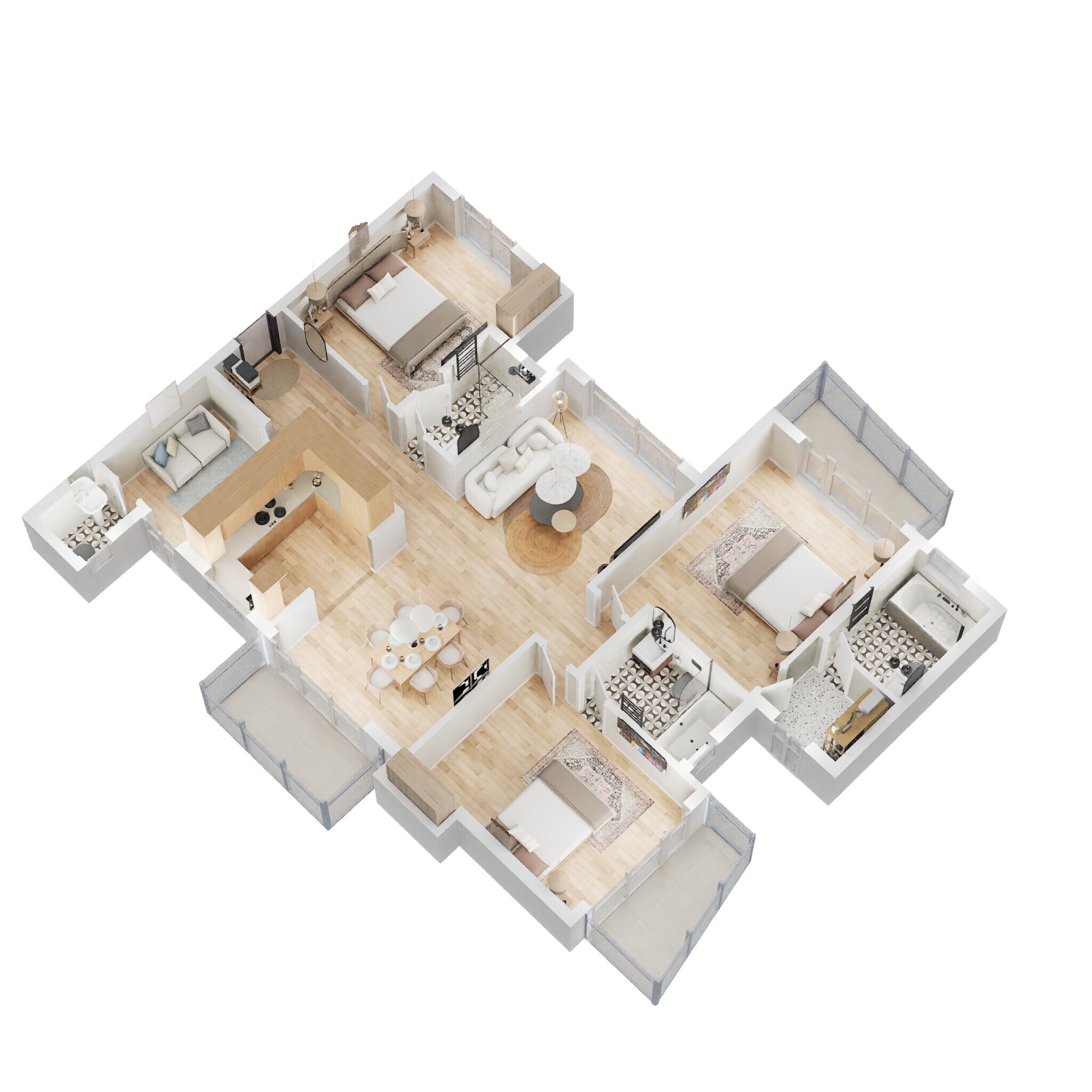 Floor plan of 3 BHK 2010 Sq. Ft. Apartment in Omaxe Hills, Faridabad