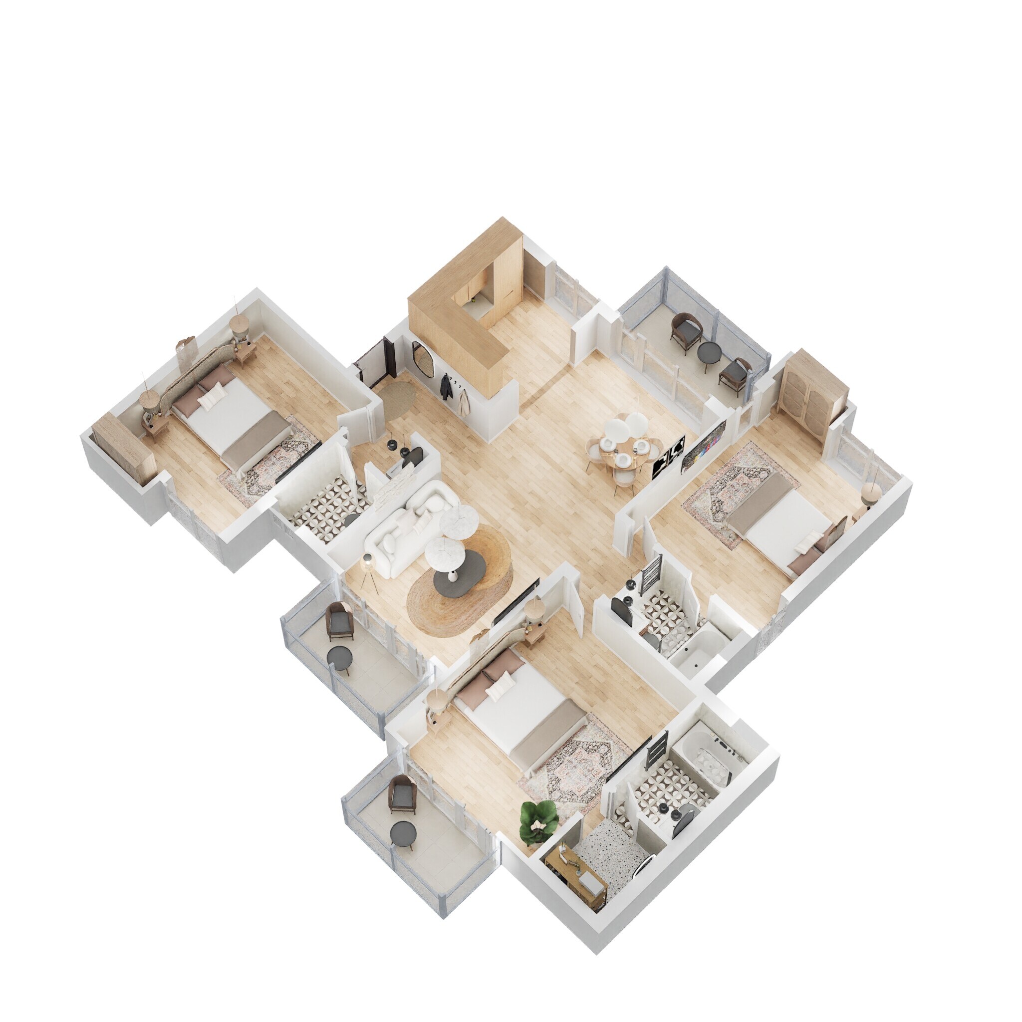 Floor plan of 3 BHK 1640 Sq. Ft. Apartment in Omaxe Hills-II, Faridabad