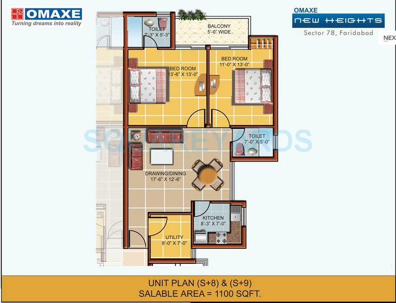 Other, omaxe-new-heights 2 Bedroom 1100 Sq.Ft. Apartment In Sector 78 Faridabad 9000011