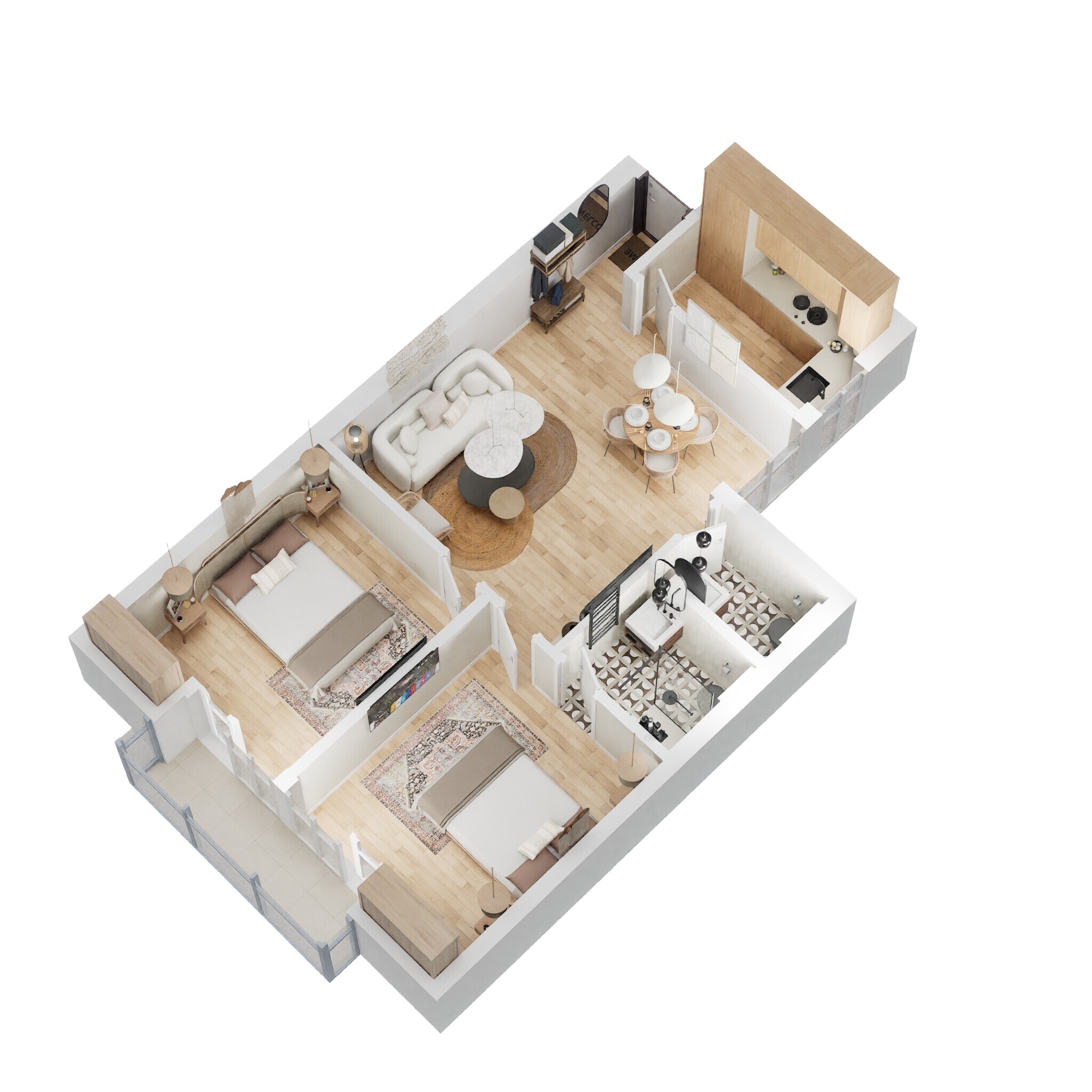 Floor plan of 2 BHK 850 Sq. Ft. Apartment in Omaxe New Heights, Faridabad