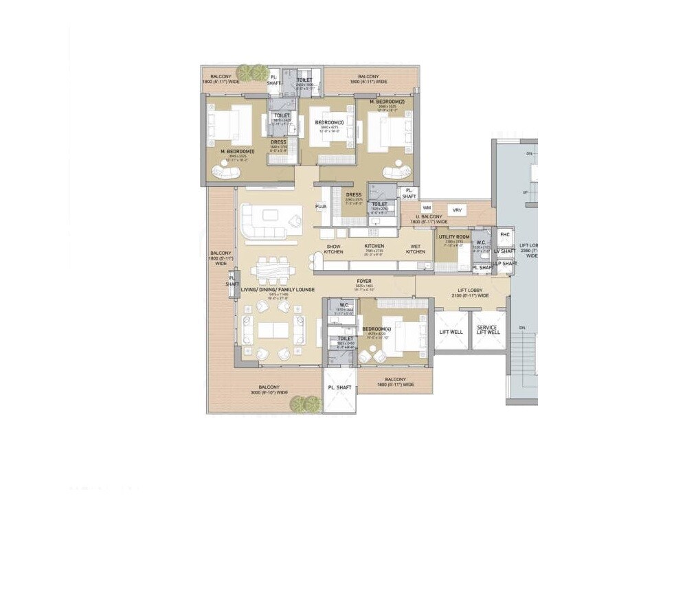 4 BHK 4685 Sq. Ft. Apartment