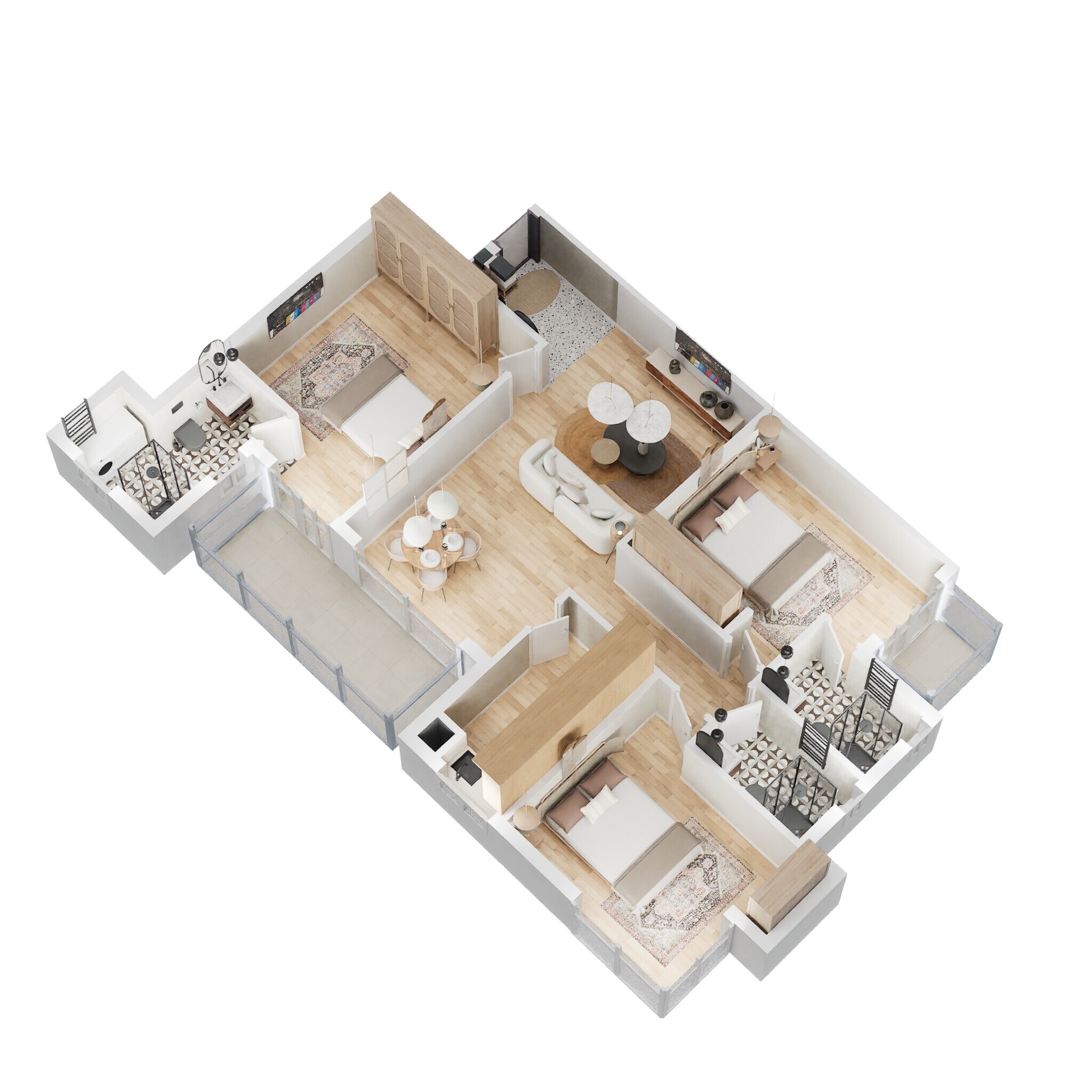 Floor plan of 3 BHK 1600 Sq. Ft. Apartment in Omaxe Spa Village, Faridabad