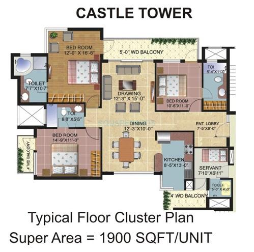 Other, omaxe-spa-village 3 Bedroom 1269 Sq.Ft. Apartment In Sector 78 Faridabad 9343705