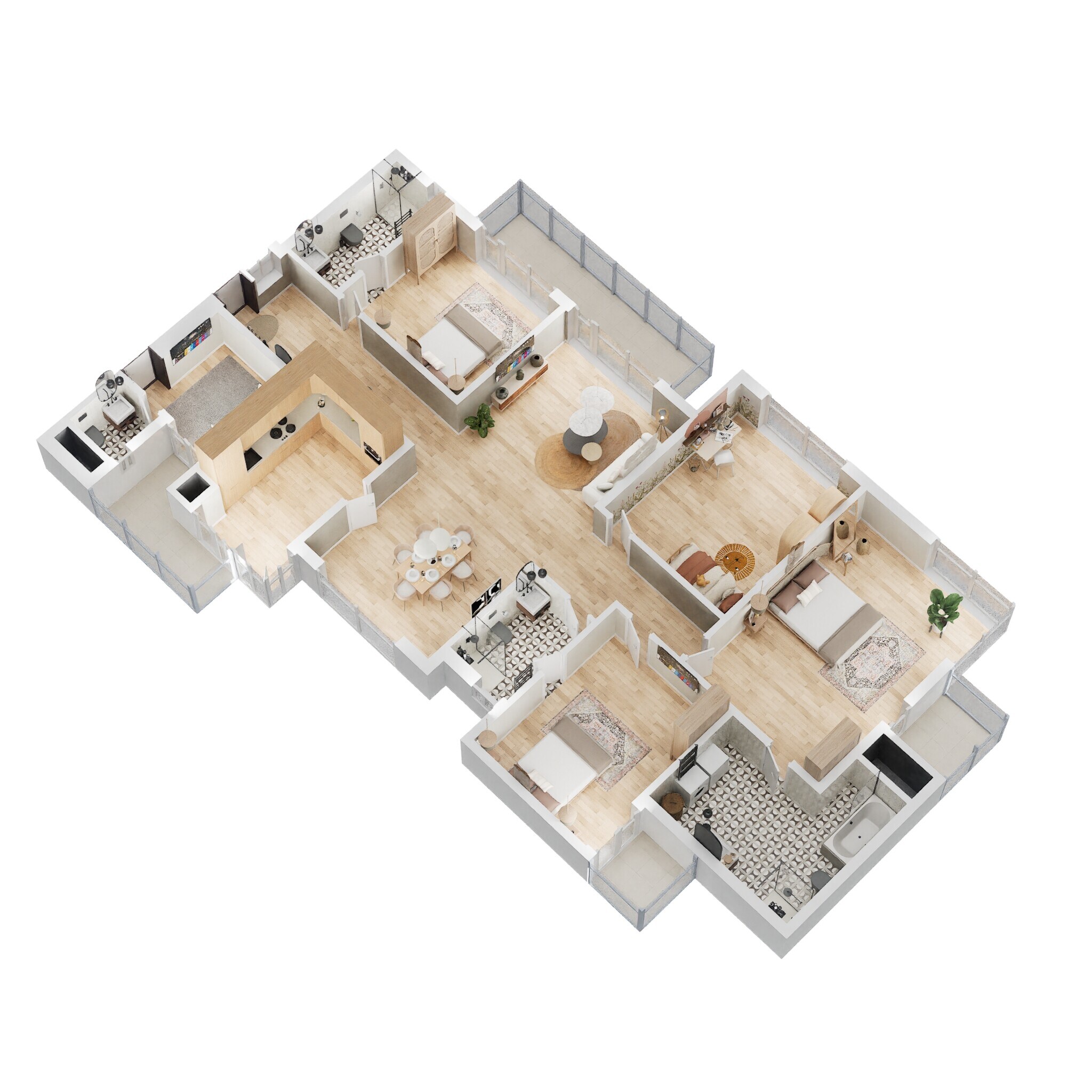 Floor plan of 4 BHK 2350 Sq. Ft. Apartment in Omaxe Spa Village, Faridabad