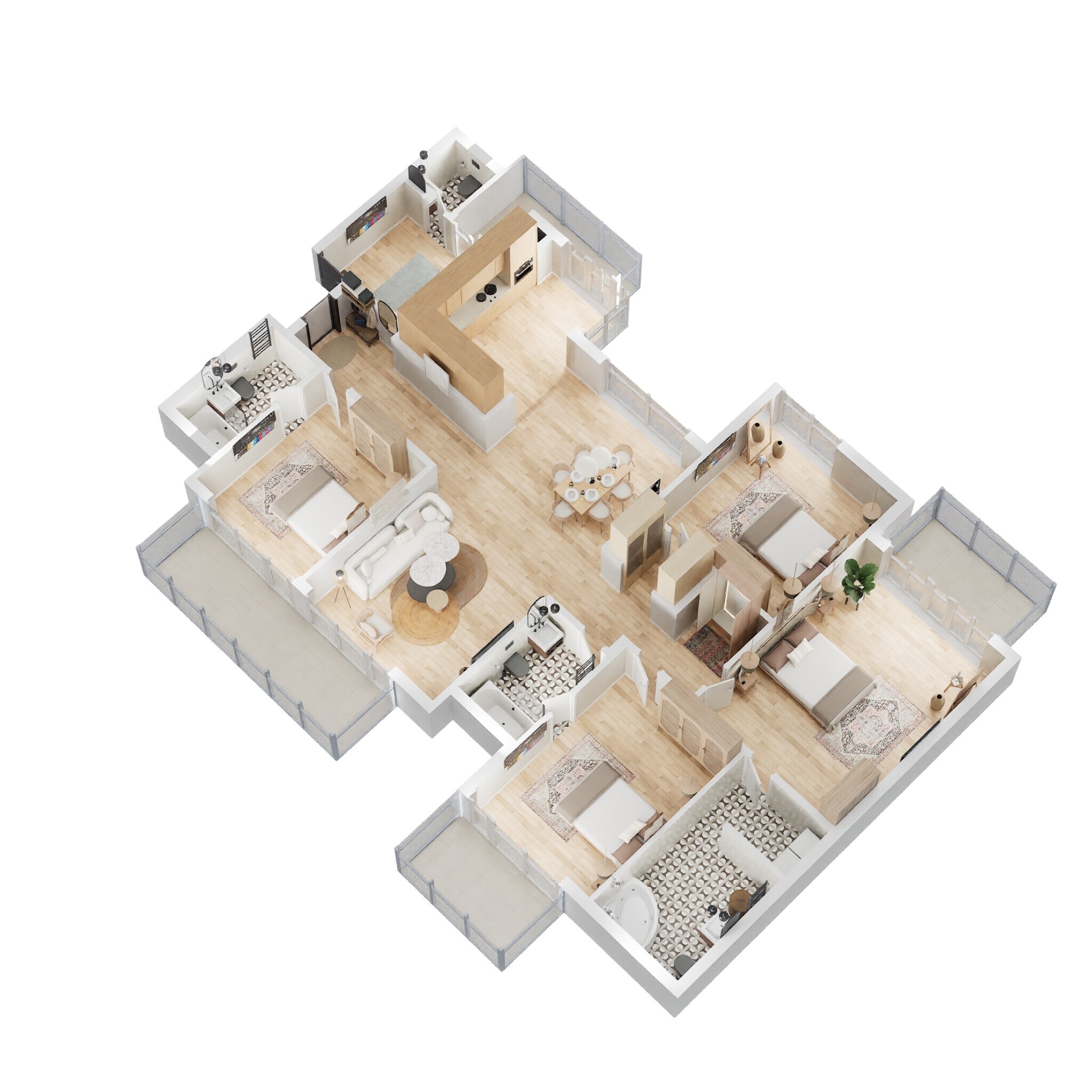 Floor plan of 4 BHK 2520 Sq. Ft. Apartment in Omaxe The Forest Spa, Faridabad
