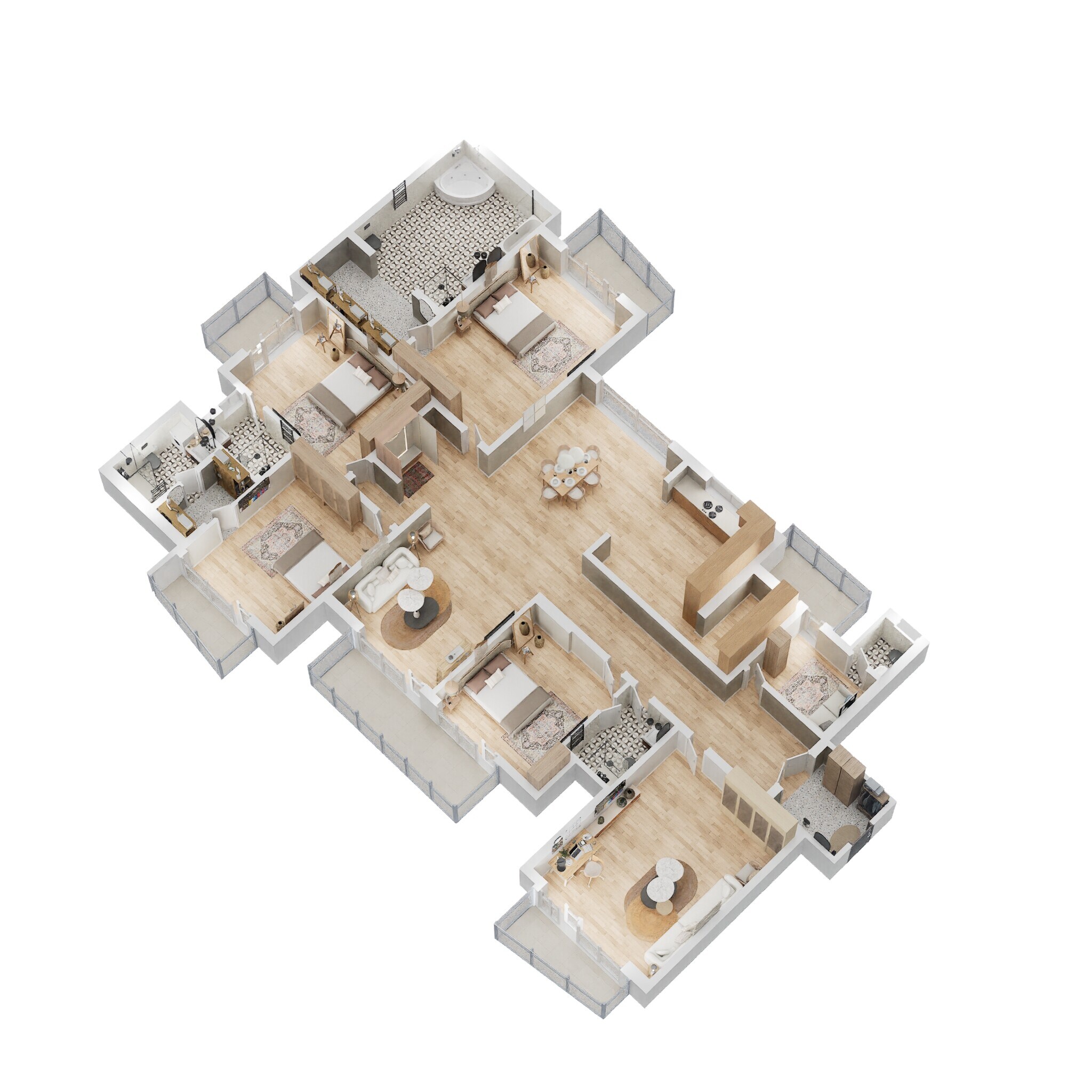 Floor plan of 4 BHK 4025 Sq. Ft. Apartment in Omaxe The Forest Spa, Faridabad