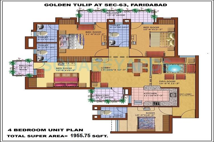 4 BHK 1955 Sq. Ft. Apartment