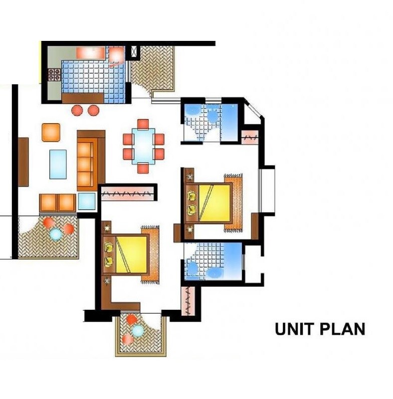Floor plan of 2 BHK 1268 Sq. Ft. Apartment in Piyush Heights, Faridabad