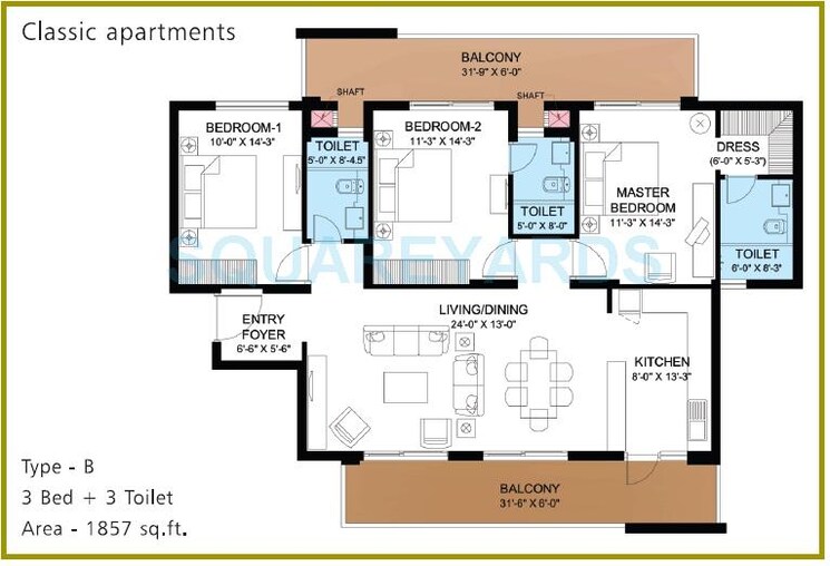 Other, puri-pranayam 3 Bedroom 1857 Sq.Ft. Apartment In Sector 82 Faridabad 8970266