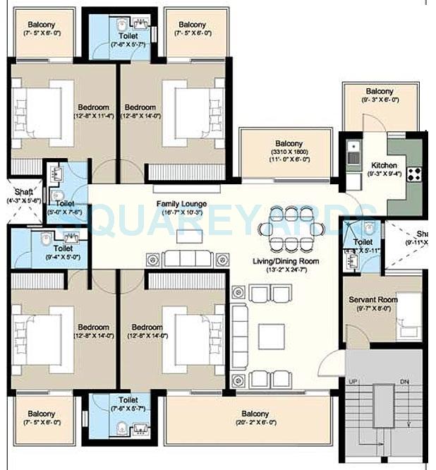 Floor plan of 4 BHK 2155 Sq. Ft. Ind Floor in Puri VIP Floors, Faridabad