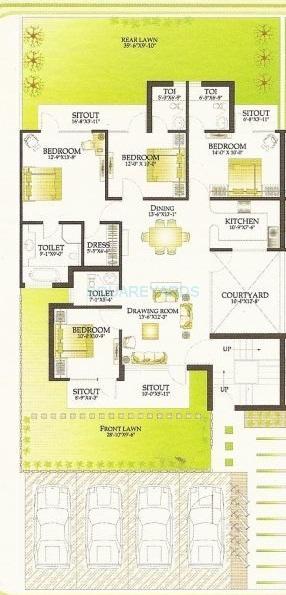 Floor plan of 4 BHK 1695 Sq. Ft. Ind Floor in RPS Palms, Faridabad