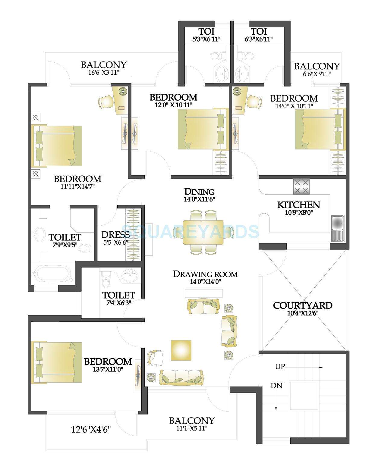 rps palms independent floor typical 4bhk 1850sqft 1