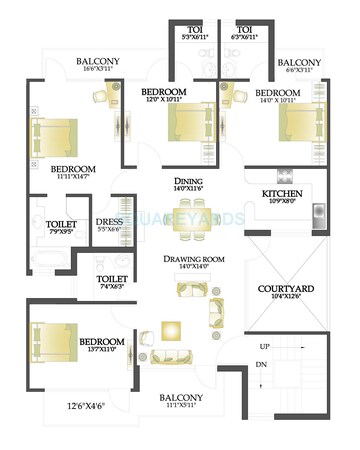  4 BHK Apartment at Rps Palms, Sector 88 – for Rent