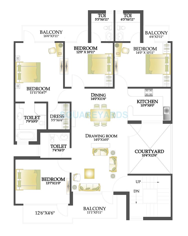 rps palms independent floor typical 4bhk 1850sqft 1