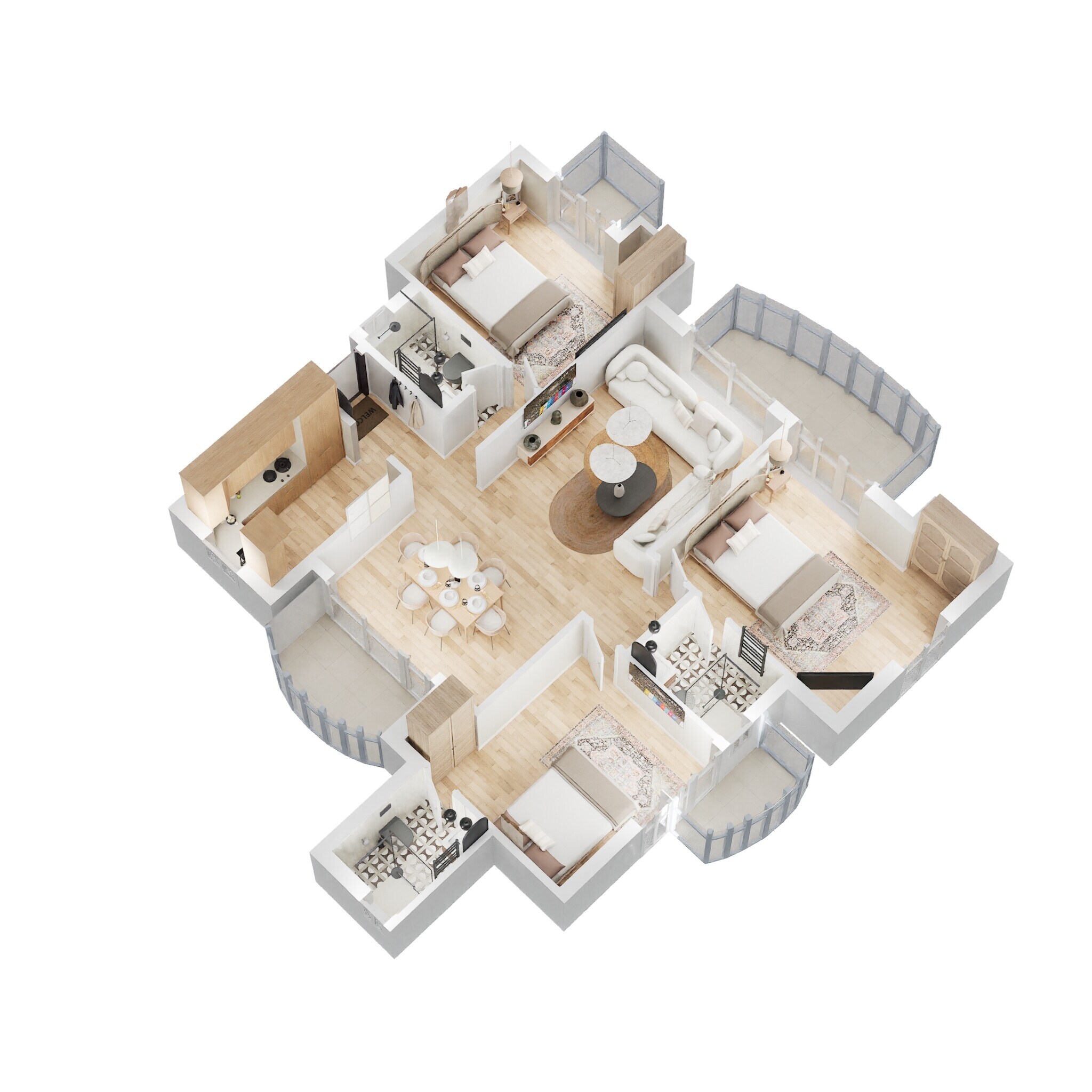 Floor plan of 3 BHK 1590 Sq. Ft. Apartment in RPS Savana, Faridabad