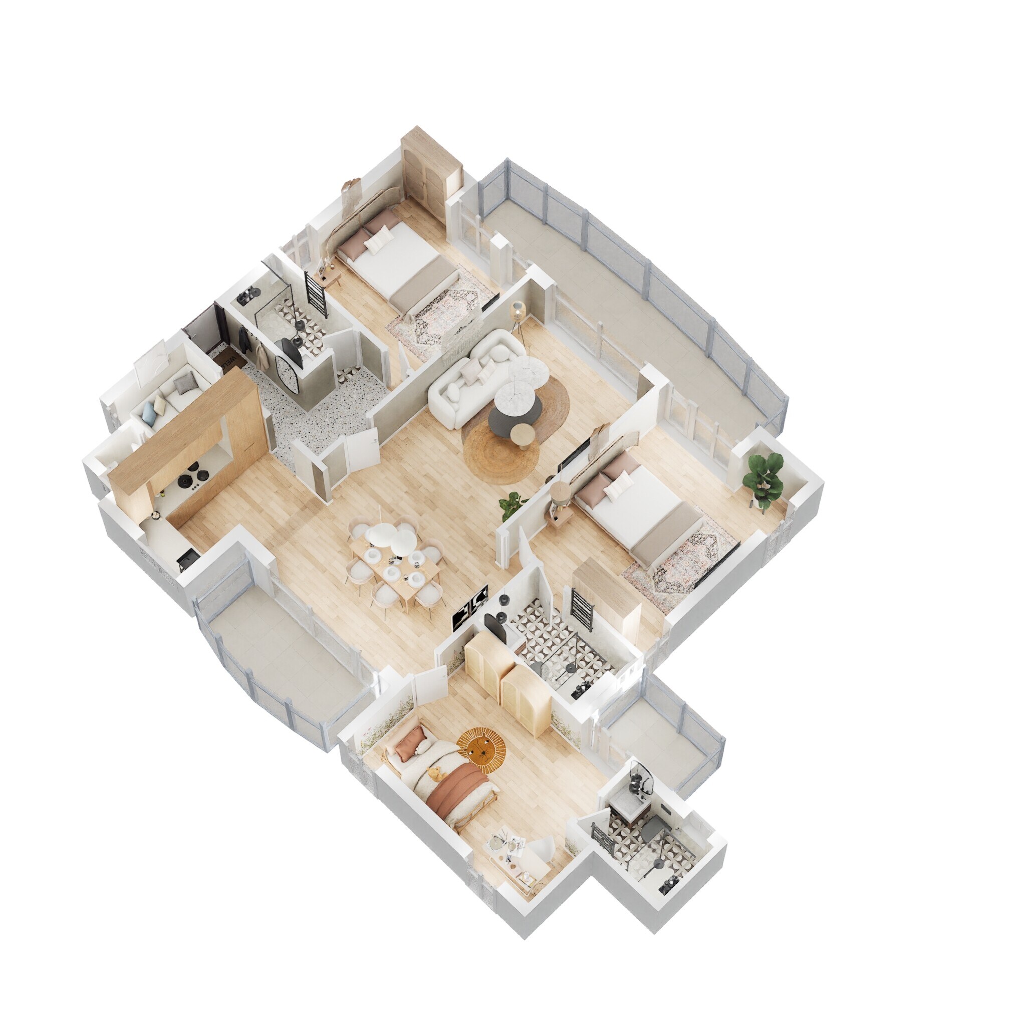 Floor plan of 3 BHK 1791 Sq. Ft. Apartment in RPS Savana, Faridabad