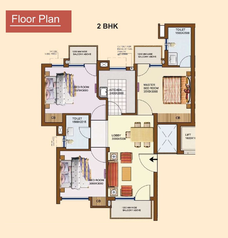 2 BHK 1300 Sq. Ft. Apartment in SRS Prime Floors