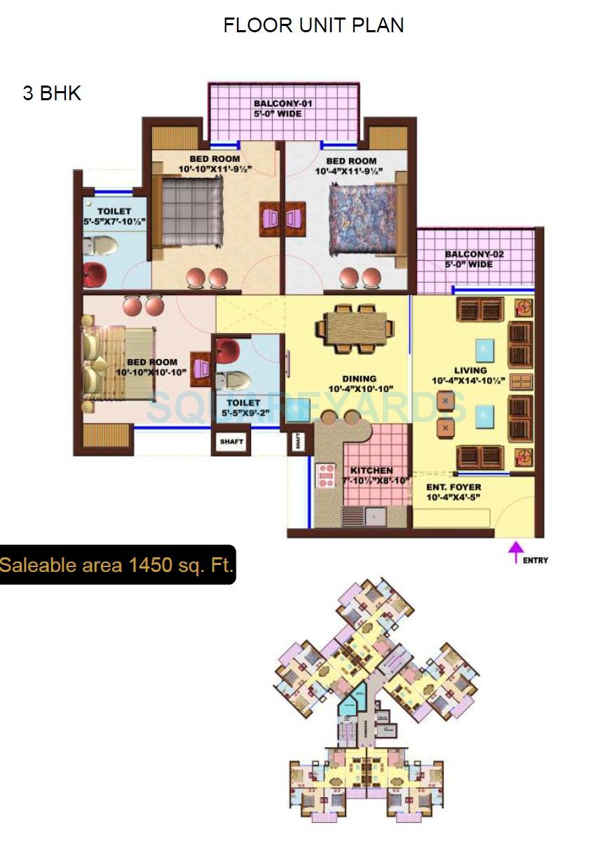 Other, srs-royal-hills 3 Bedroom 1450 Sq.Ft. Apartment In Sector 87 Faridabad 7336832
