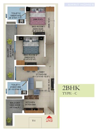 2 BHK Apartment For Resale in Sudarshan Amrit Homes Sector 88 Faridabad  7590360