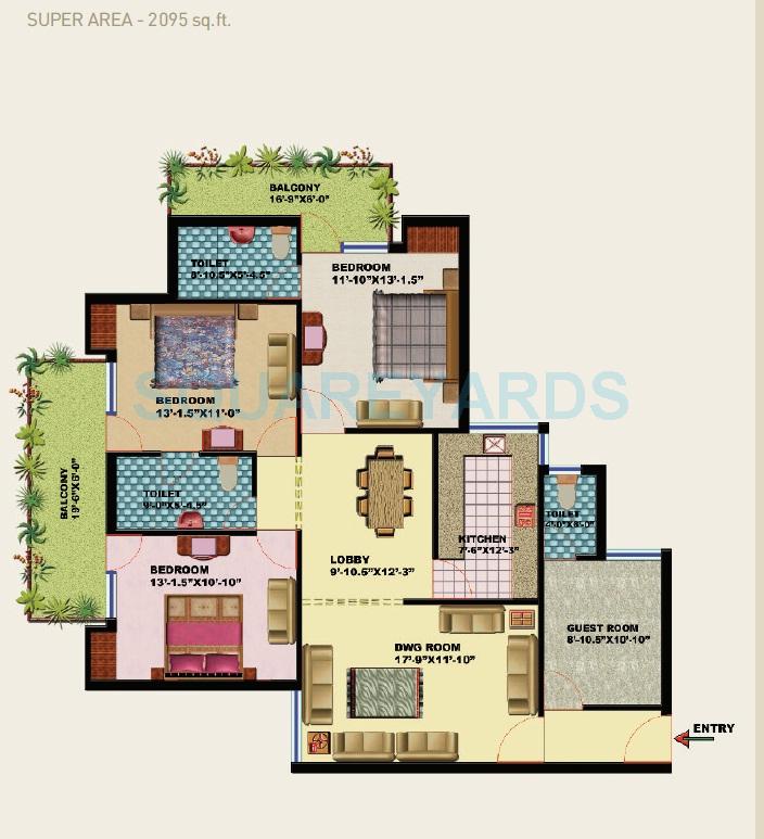 4 BHK 2095 Sq. Ft. Apartment