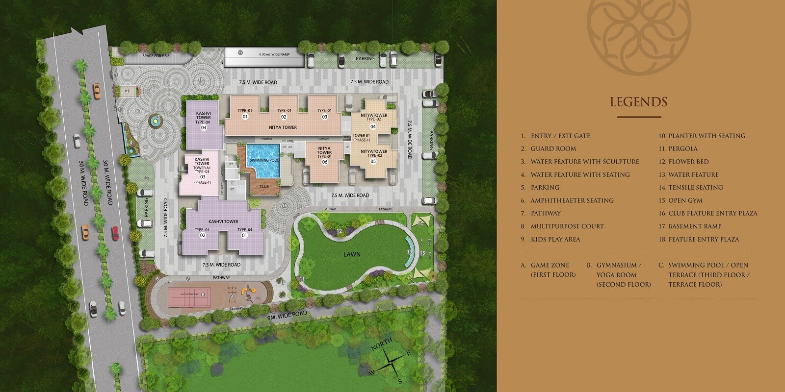 AIGIN-Royal-Park_an aerial view of a building with a cartoon character on it