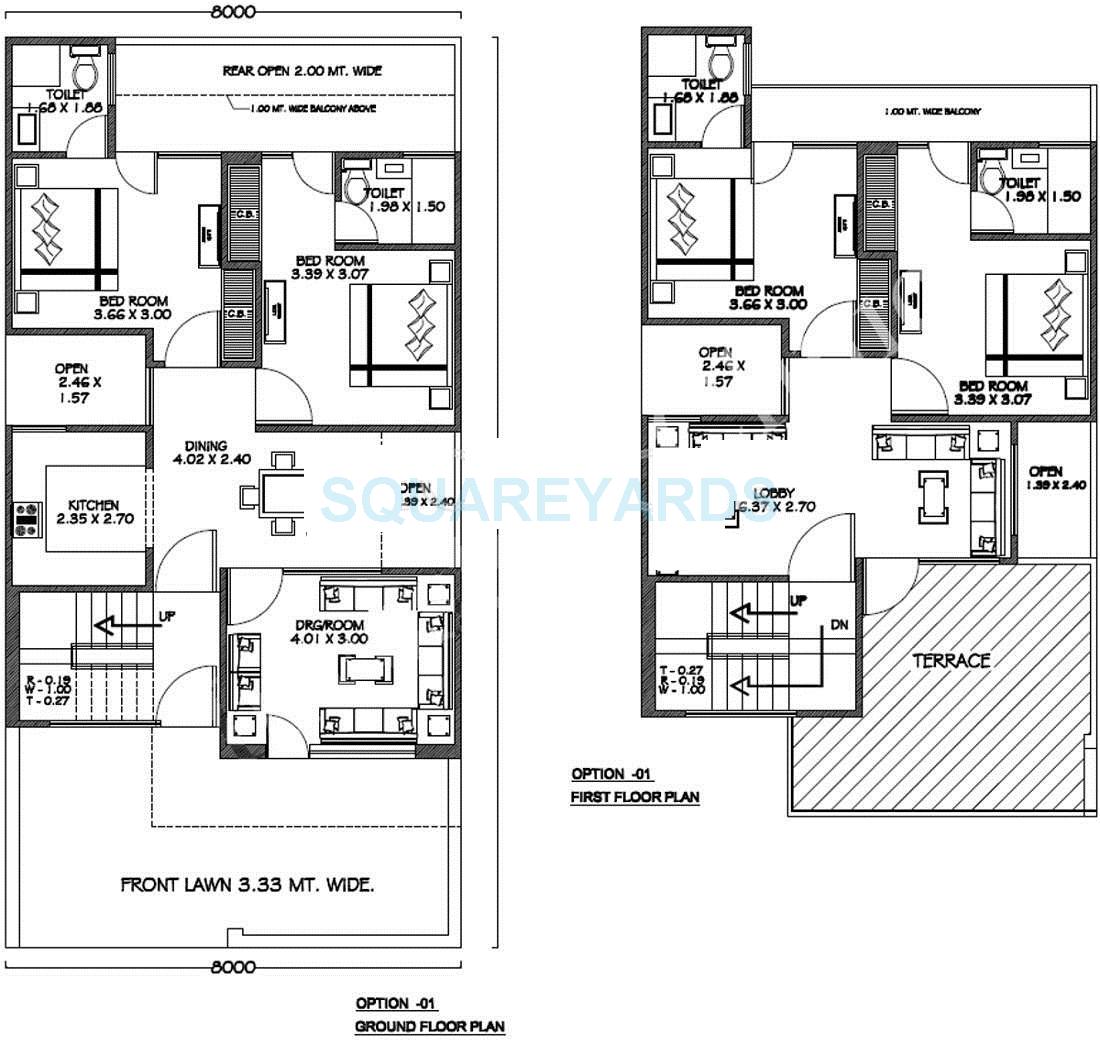Floor plan of 4 BHK 1377 Sq. Ft. Villa in Aditya Luxurious Villas, Ghaziabad