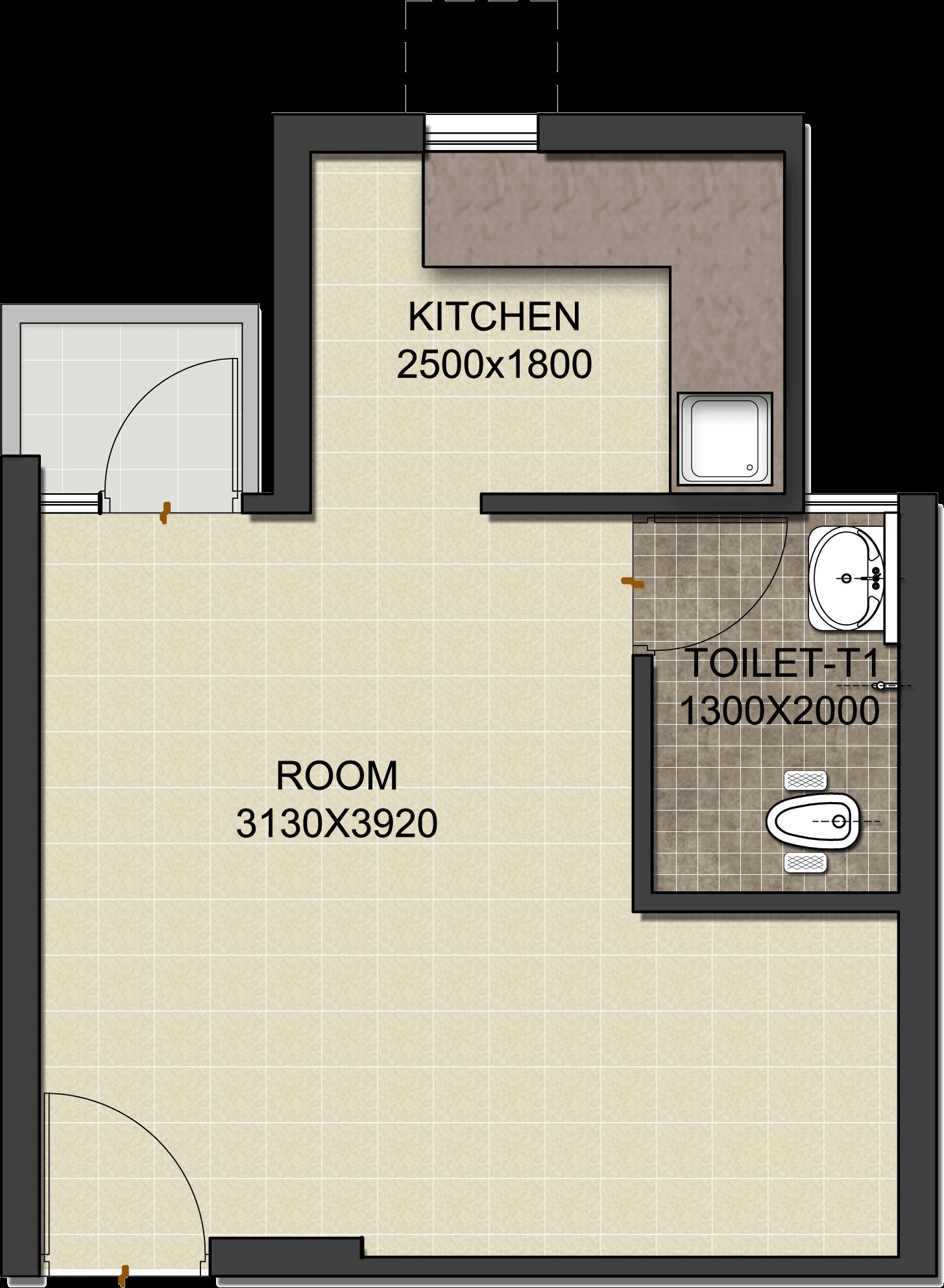 Floor plan of 244 Sq. Ft. Studio in Aditya Vrinda Homes Phase 1, Ghaziabad