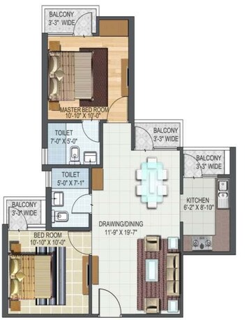  2 BHK Apartment at Aditya World City Residences, Shahpur Bamheta – for Rent