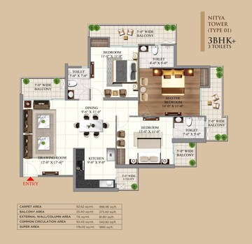  3 BHK Apartment at AIGIN Royal Park, Mahurali – for Sale