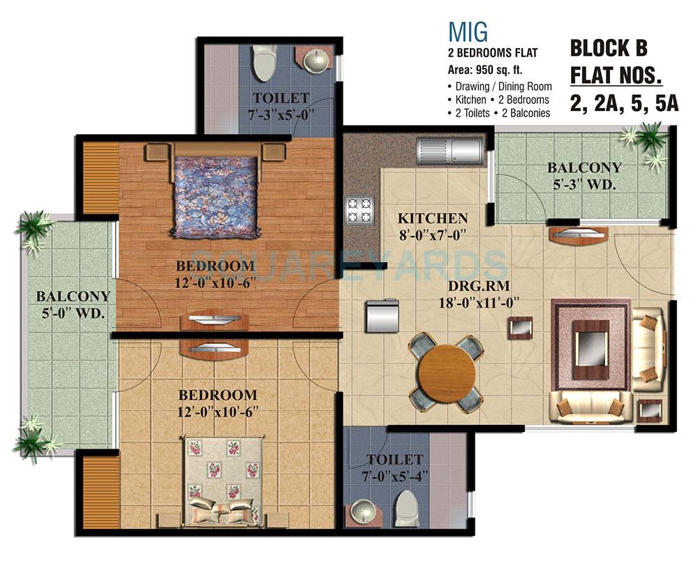 Other, ajnara-grace 2 Bedroom 950 Sq.Ft. Apartment In Raj Nagar Extension Ghaziabad 9074694